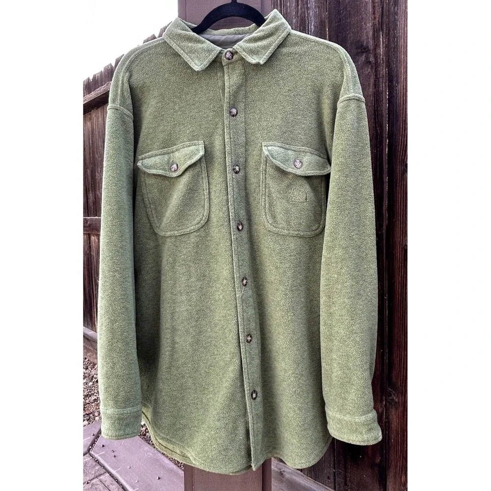 The North Face Fleece Shirt Jacket Mens Medium Green Button Front Shacket